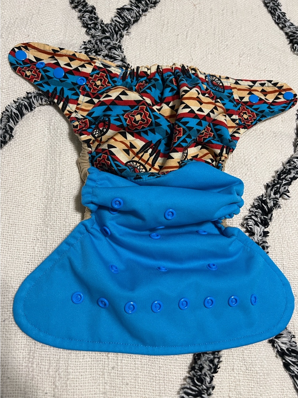 SassyCloth Blue & Multi Dreamcatcher Print OS Snap Pocket Diaper